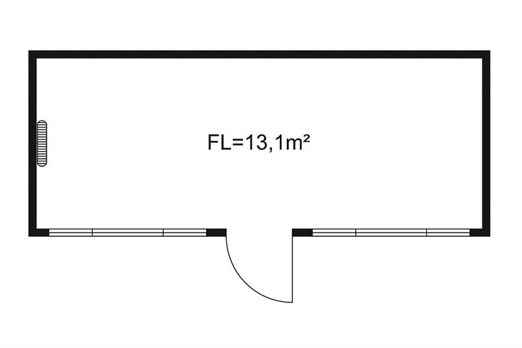 Raummodul 6,0×2,5 m Tür längsseits