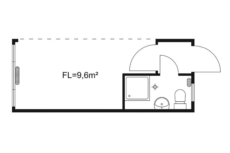 Kombi-Modul mit Windfang WC Dusche