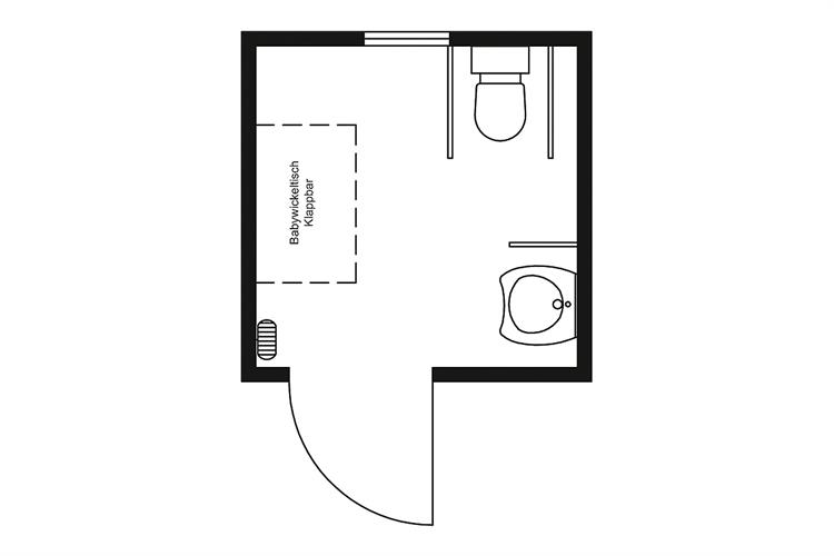 WC-Modul, 2,5 x 3,0 m, behindertengerechte Ausführung