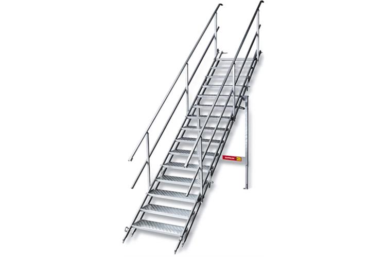 Bautreppe Stahl, 15 Stufen m. Geländer