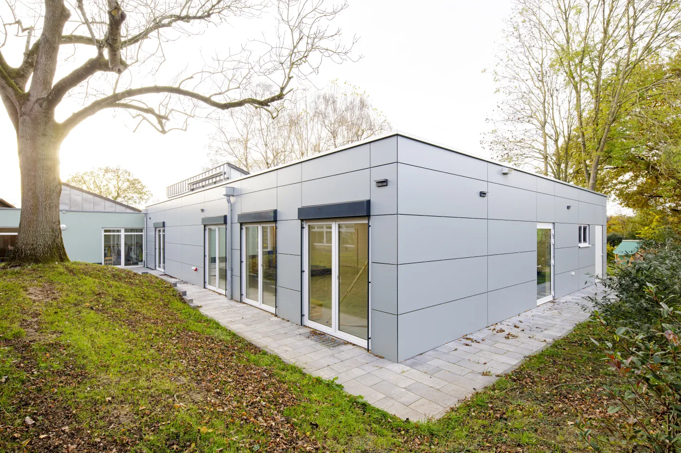 Modulanlage-Raumsysteme-Kita-Abenteuerland-Fassade-Rommerskirchen